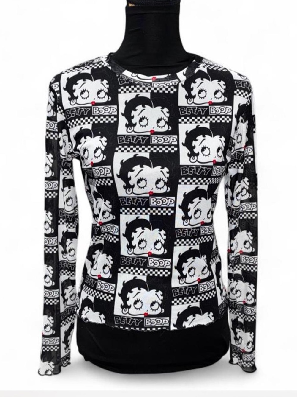 Dolls Kill Black & White Betty Boop Graphic Long Sleeve Tee